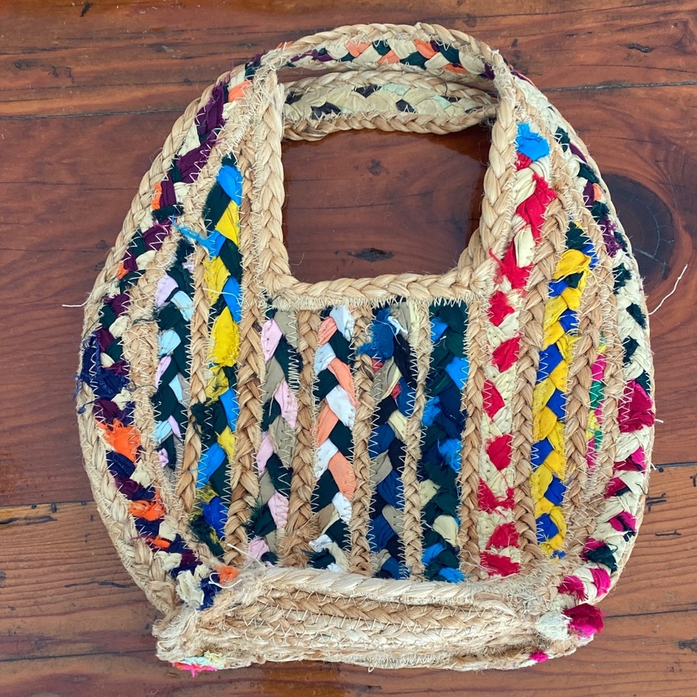 Colorful Woven Straw Tote Bag